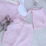 Conjunto malha rosa com toca