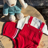 Conjunto Jardineiras encarnadas